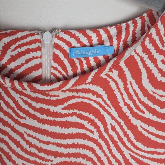 J. McLaughlin Sophia Orange White Catalina Cloth Sheath Dress‎ in Radio Waves L - Picture 5 of 7